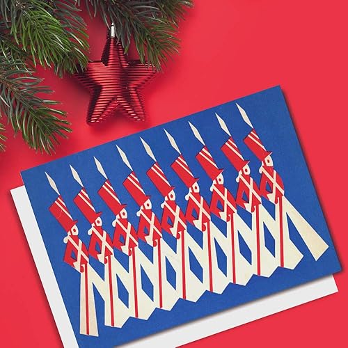 Miniatura 8 de Wright Home & Gift Tarjetas de felicitación retro de Papá Noel bailando con renos  Paquete de 20 unidades a granel + 20 sobres (4 x 6)