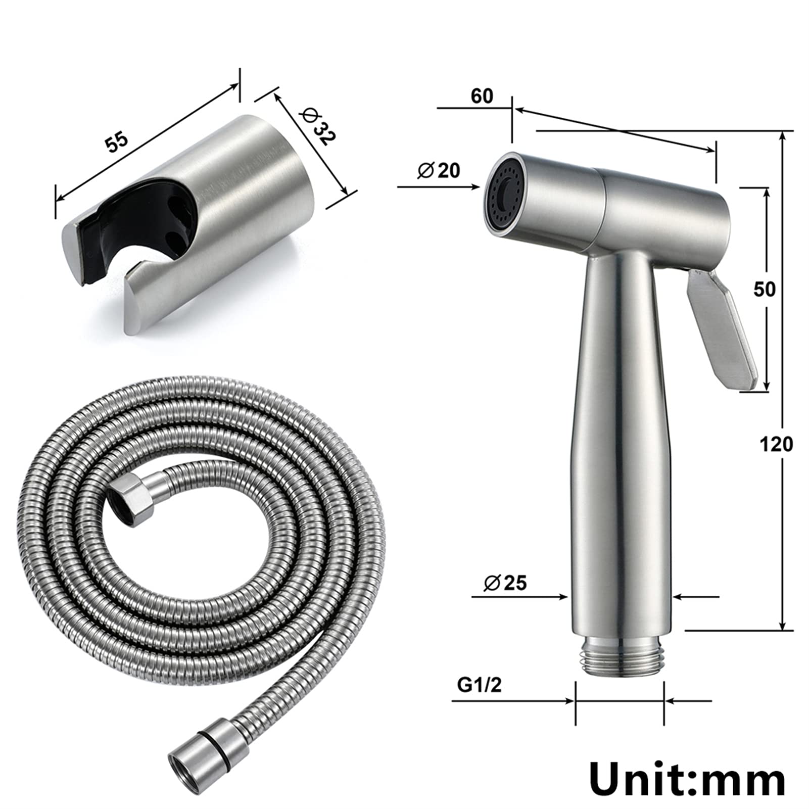 Spray Bidet Portatile per WC, Spray per Pannolini Lavabili per Neonati, Set di Spray Bidet detergente per WC in Acciaio Inossidabile