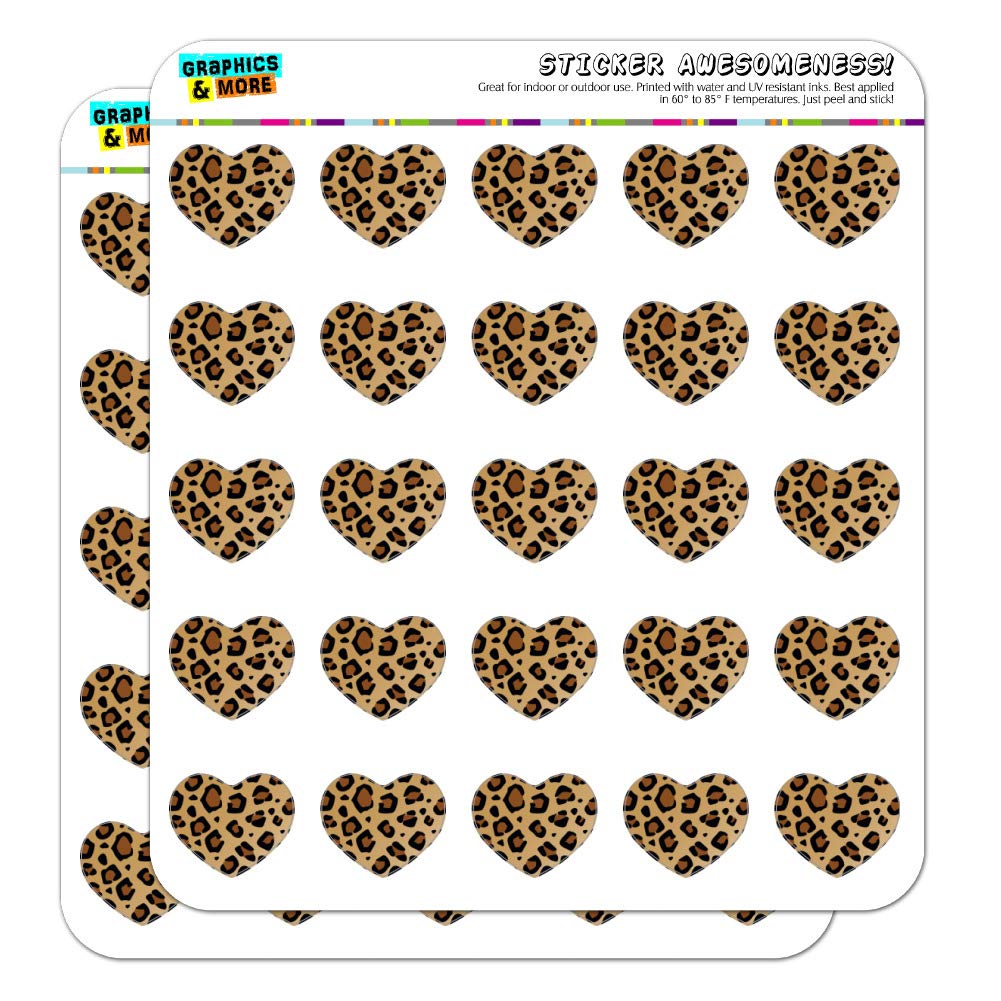 Leopard Print Animal Spots Heart Shaped Planner Calendar Scrapbook Craft Stickers