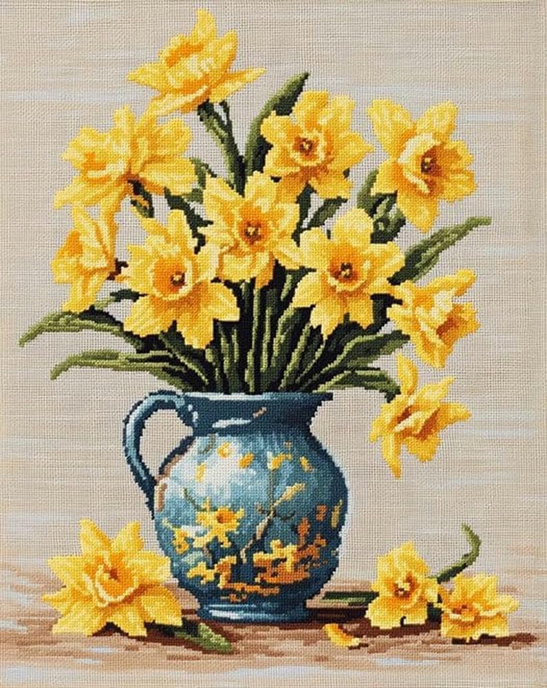NAHUIGOOD Cross Stitch Kits for Adults, Stamped Cross Stitch Kits for Beginners, Needlepoint Cross-Stitch Patterns Embroidery Kits Arts and Crafts for Home Decor Flowers11Ct40X50Cm