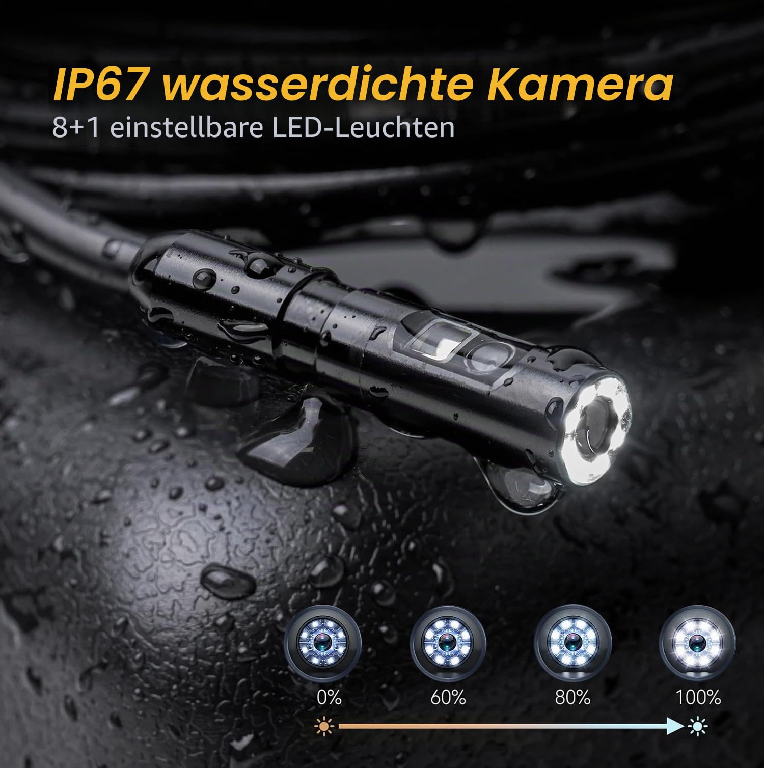 Endoskopkamera mit Licht 10m, Dual Lens Endoskop Digital Rohrkamera 5 Zoll IPS Bildschirm, 1080P HD Inspektionskamera mit 8+1 LED und 32 GB Karte,8mm IP67 Wasserdichte Kanalkamera KFZ Abfluss Werkzeug