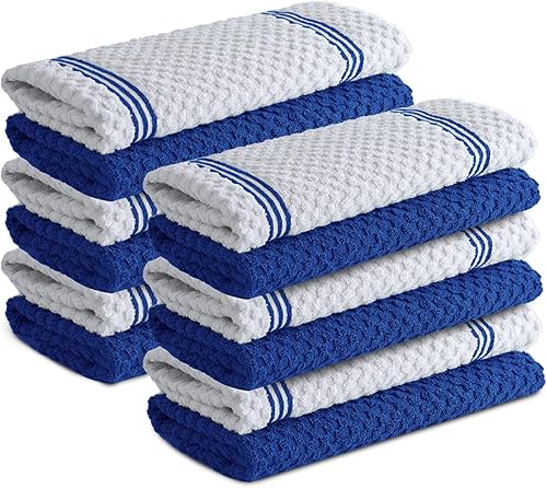 Infinitee Xclusives Paquete de 12 toallas de cocina de alta calidad, 100% algodón, 15 x 25 pulgadas, paños de cocina para cocina, color azul poderoso
