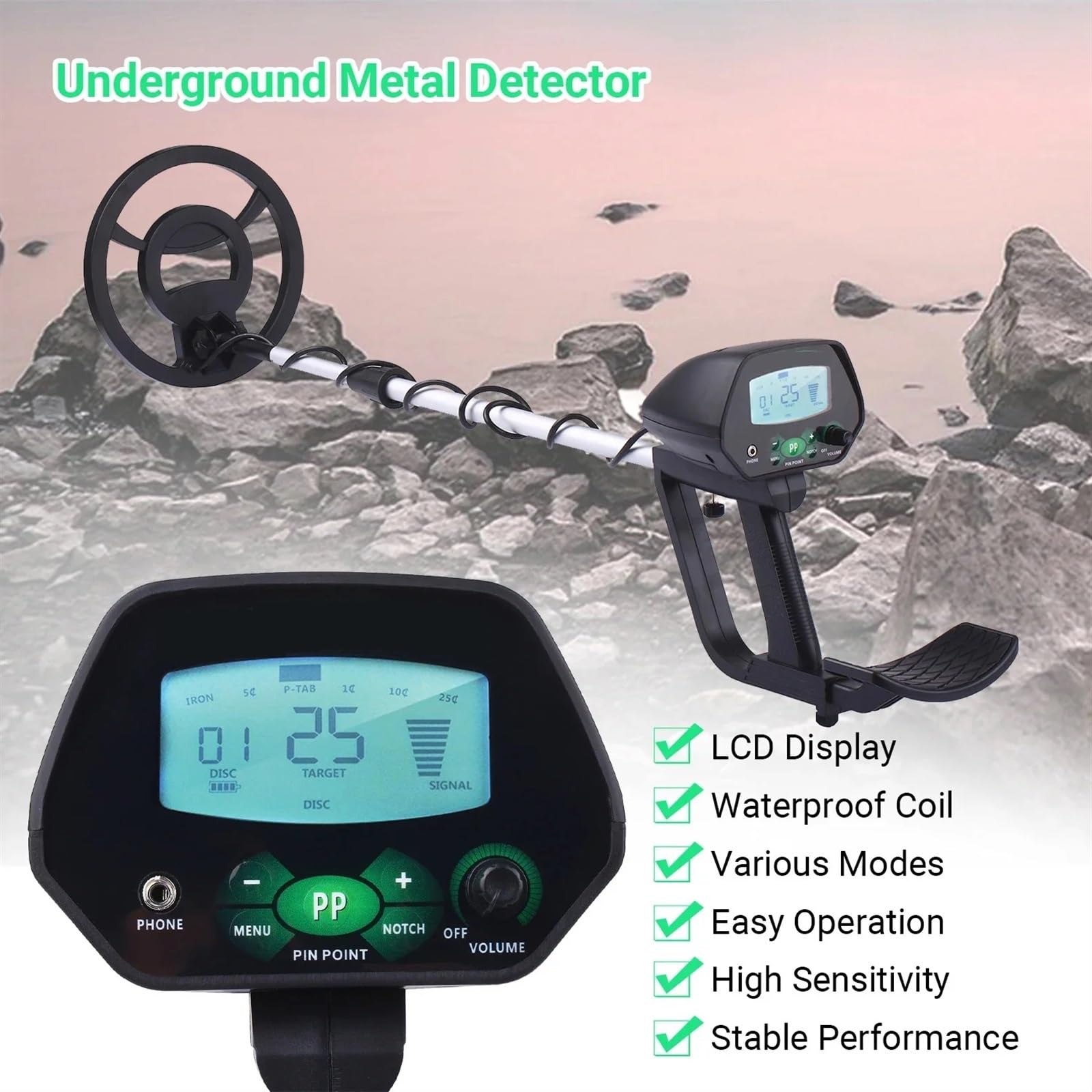 Hohe Genauigkeit Professionelle Unterirdischen LCD Metall Detektor Mit Speicher Funktion Hintergrundbeleuchtung Einstellbar zur Goldsuche