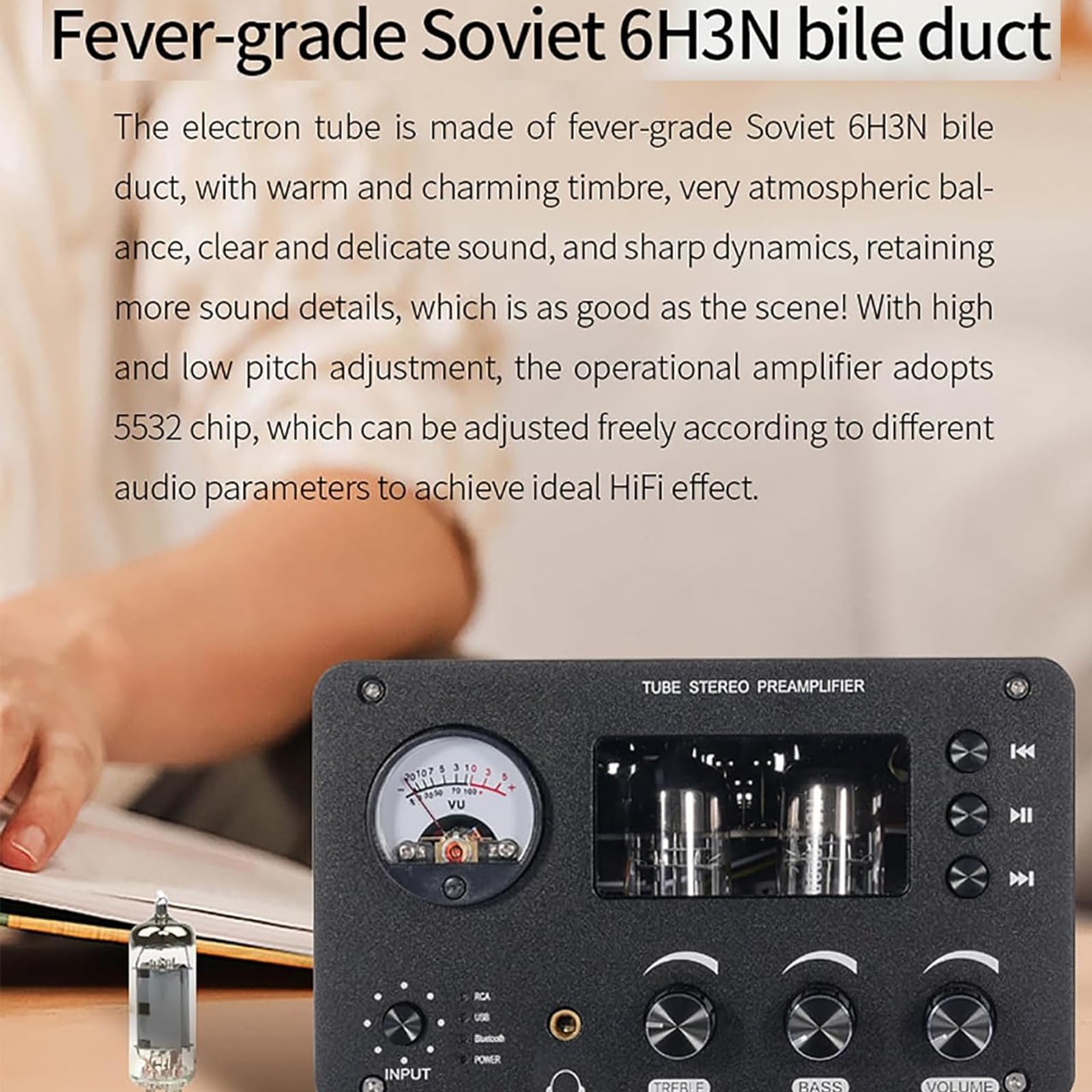 Amplificador De Conmutación De Audio, Preamplificador De Tubo con Control Remoto, 3 Pulgadas Y 3, Ajuste Alto Y Bajo, Diseño De Circuito Independiente, Soporte para Bluetooth/USB/estéreo RCA
