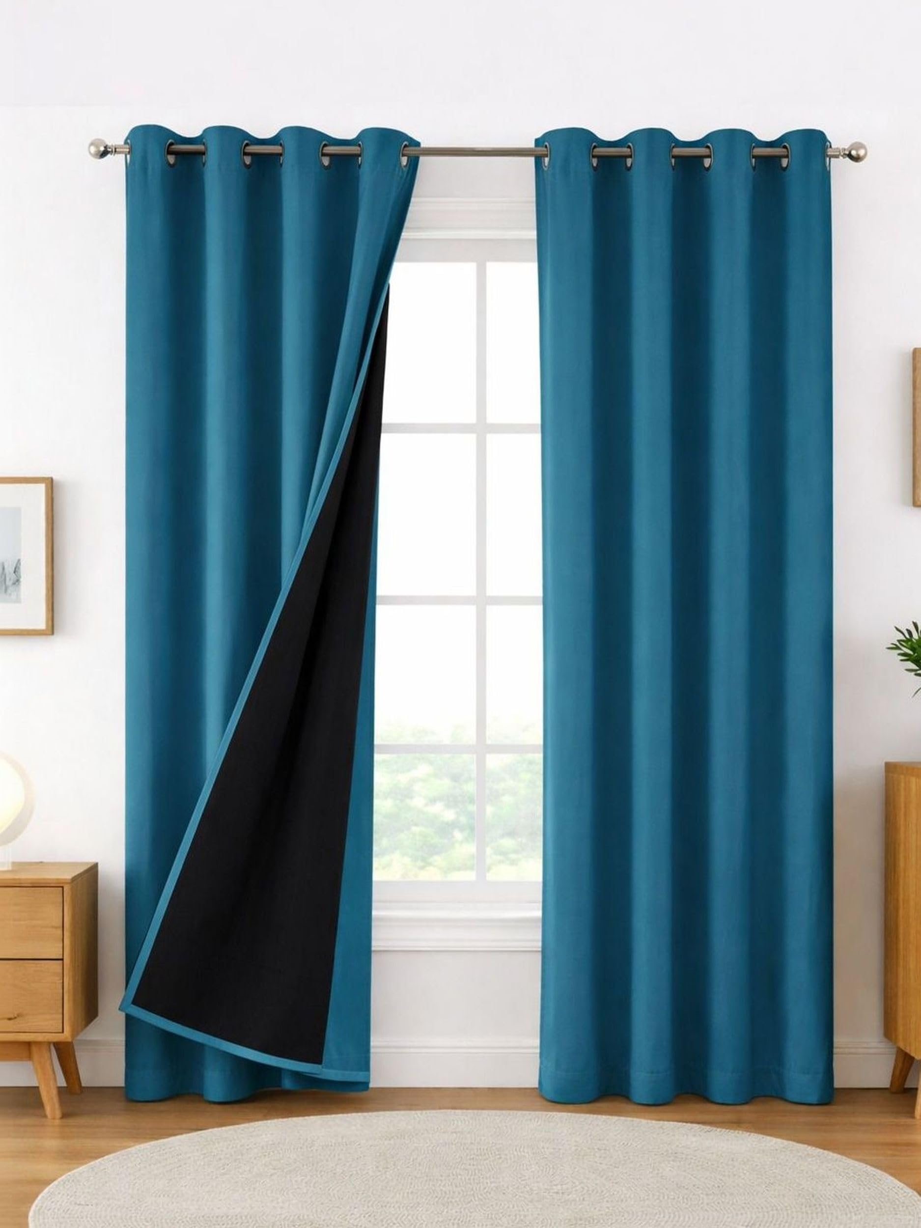 100% Blackout Curtains for Door- 7 Feet (Pack of 1) | Black Back Coated Fabric |Heat & Noise Insulation | Eyelet Curtains for Living Room & Bedroom |Sea Teal discount deal