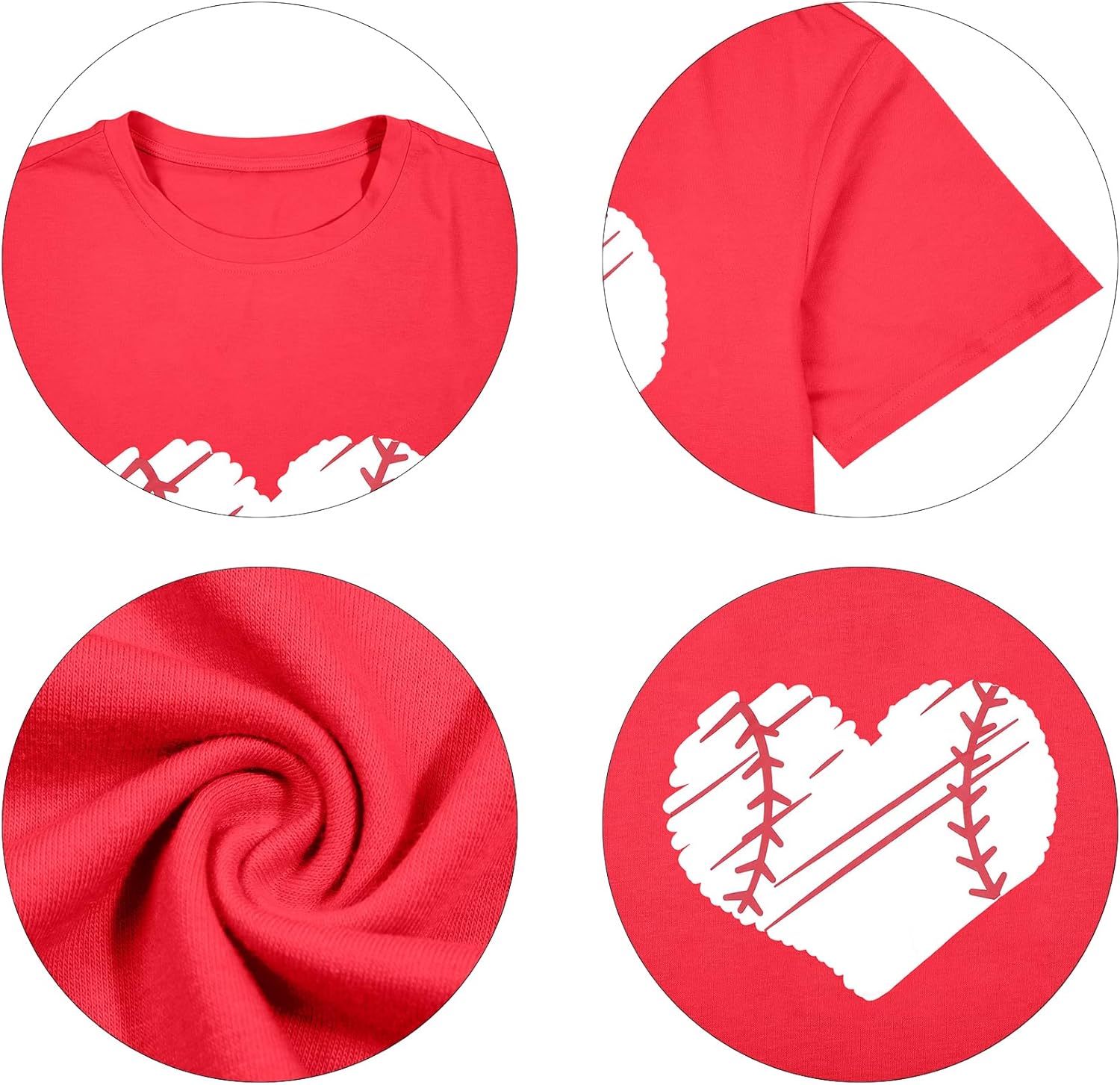 Baseball Shirt Women Baseball Heart Tee Shirts Baseball Mom Tshirt Game Day Casual Crew Neck Short Sleeve Tops - Image 5