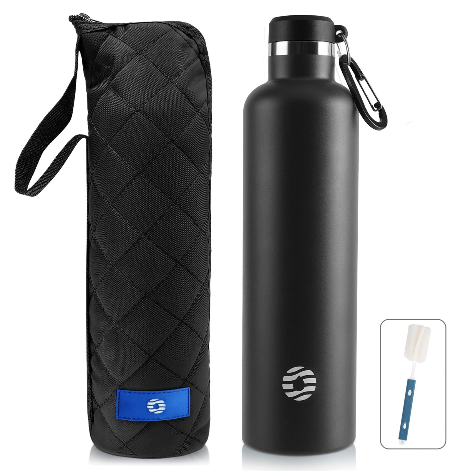 FEIJIAN Borraccia Termica in Acciaio Inox 750ml/1L + Zaino, Facile da pulire, Bottiglia Termica Senza Perdite - Senza BPA Borracce, per Scuola, Sport, Campeggio, Yoga, Palestra