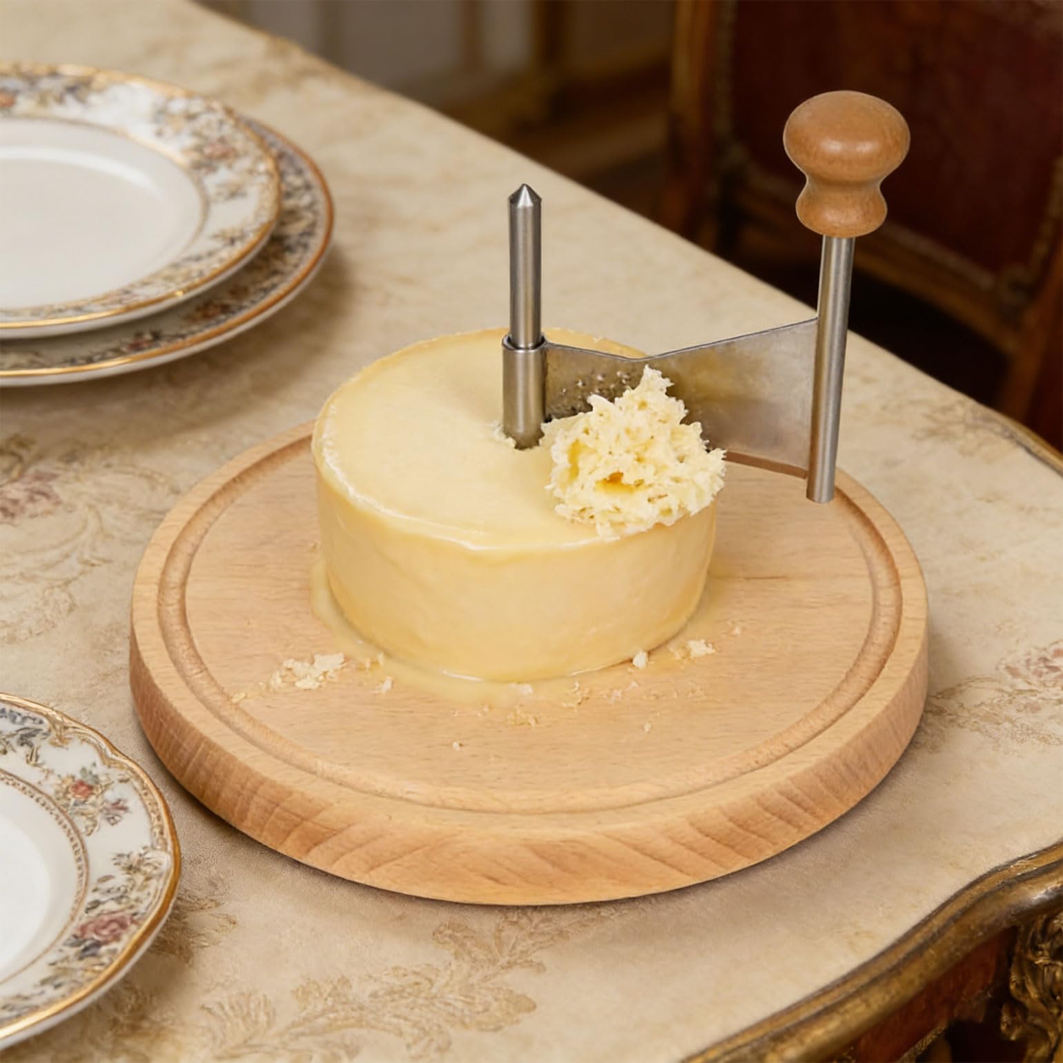 Rallador de Queso Giratorio con Soporte de Madera Antideslizante y Piezas extraíbles para Limpieza rápida, para Amantes del Queso y Chefs Expertos, Accesorio para Platos de Fiesta