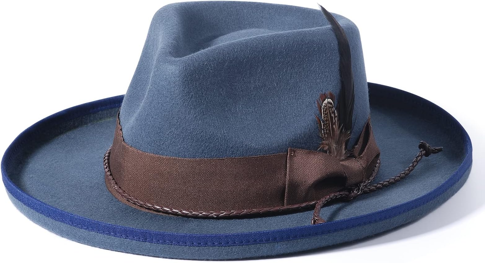 Vintage Mens Fedora Firm Wool Women Felt Panama Hat Classic Rancher Hats Wide Brim