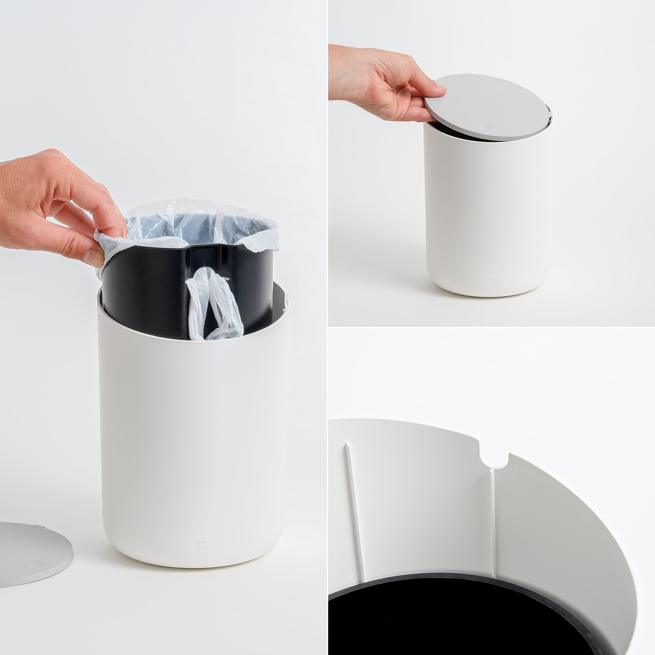 Cestino Per Bagno Con Coperchio - 2 Litri, Bianco, In Plastica, Per Tavolo O Toeletta - Foto 7