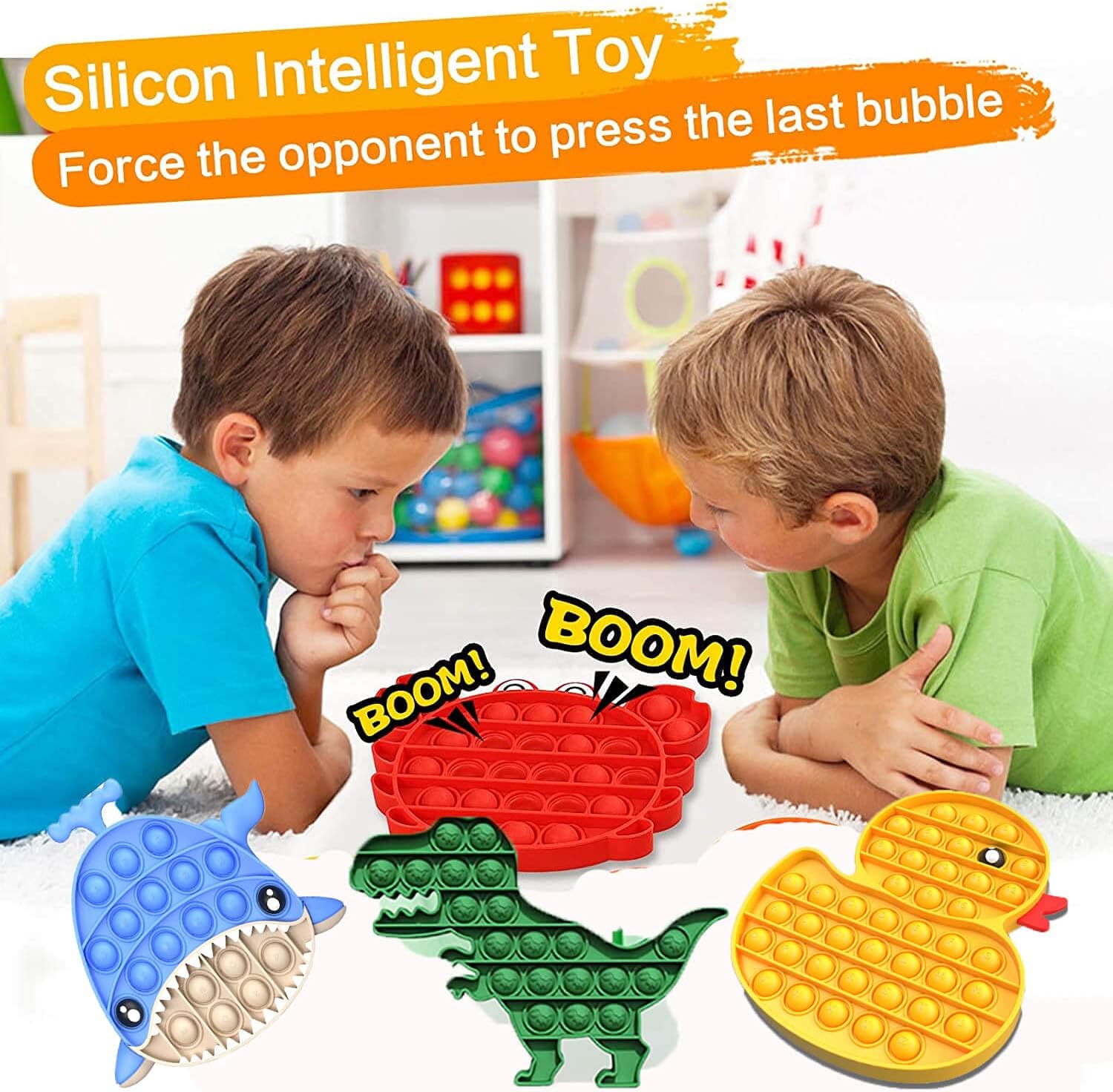 4PACK Creative Design Push Bubble Pop Fidget Sensory Animal Toy,Push Its Toys for Boys,Adults&Kids,Pressure Bubble Silicone Game Gift Special Need Kid Teen Adult Friend(Crab+Dinosaur+Whale+Duck)
