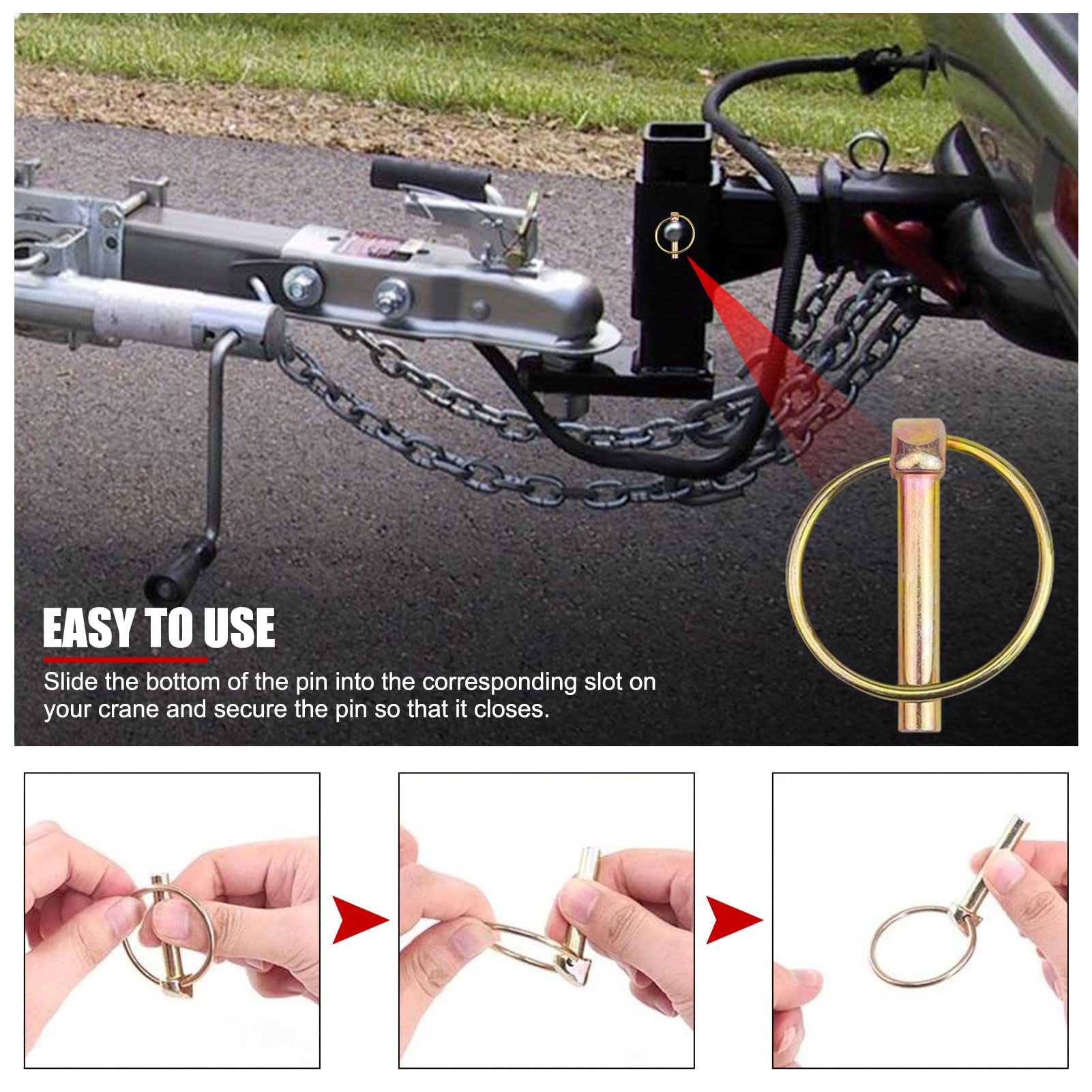 50 pièces Kit d'assortiment de broches Lynch goupille de sécurité annulaire en acier pour remorque de tracteur agricole，goupille clip