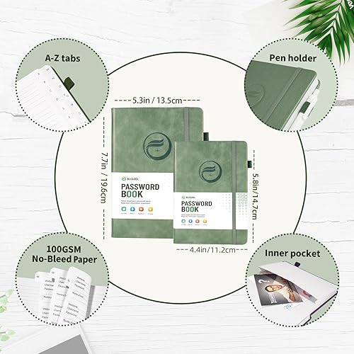 Vista 50 de Libro de contraseñas con pestañas alfabéticas, protector de contraseñas de tapa dura, organizador de cuadernos de contraseñas para computadora