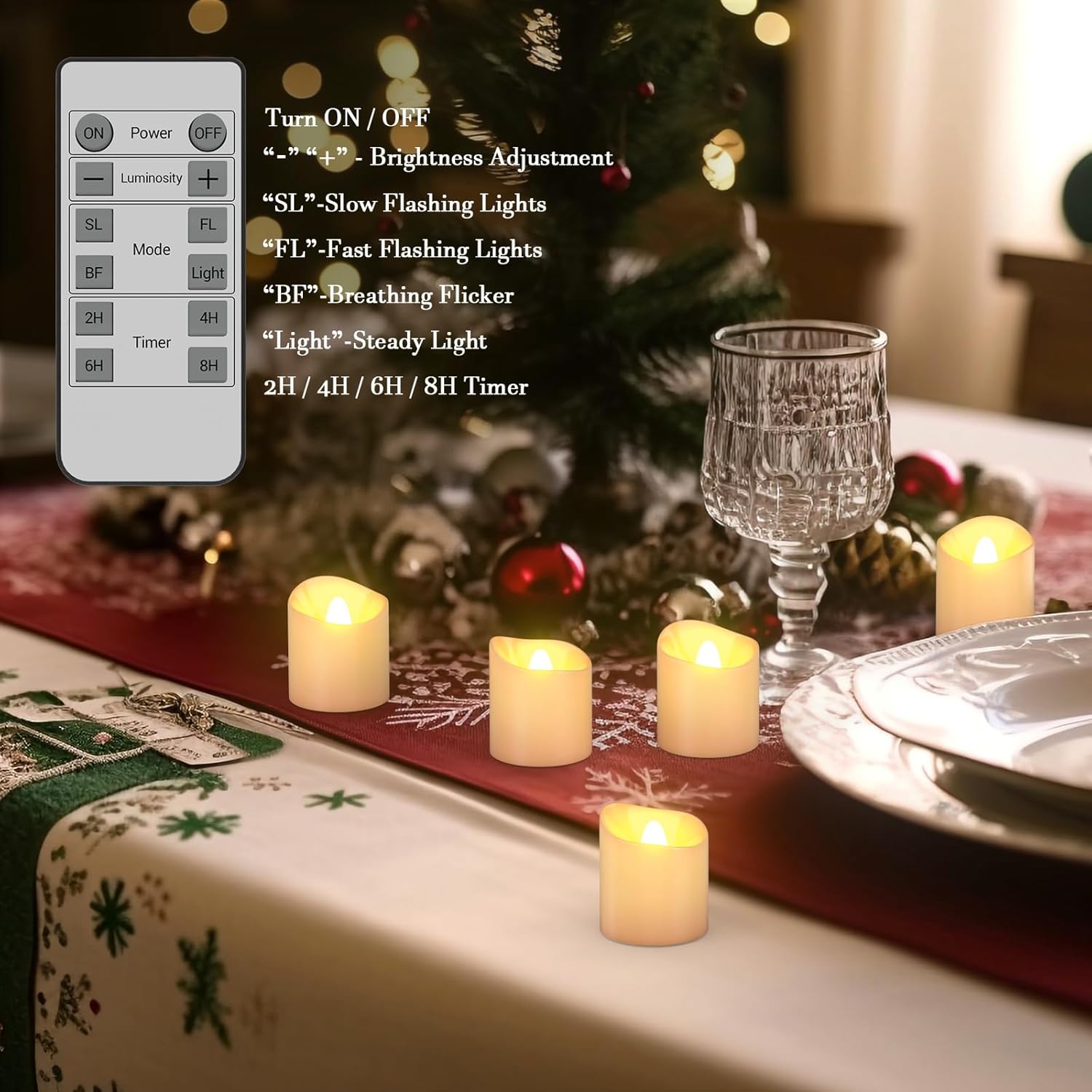SoulBay Flameless Candles Rechargeable Battery Operated with Remote Timer, 6pcs LED White Flickering Electric Tea Lights Votives for Lantern Wedding Table Home Decoration, USB Cable Included