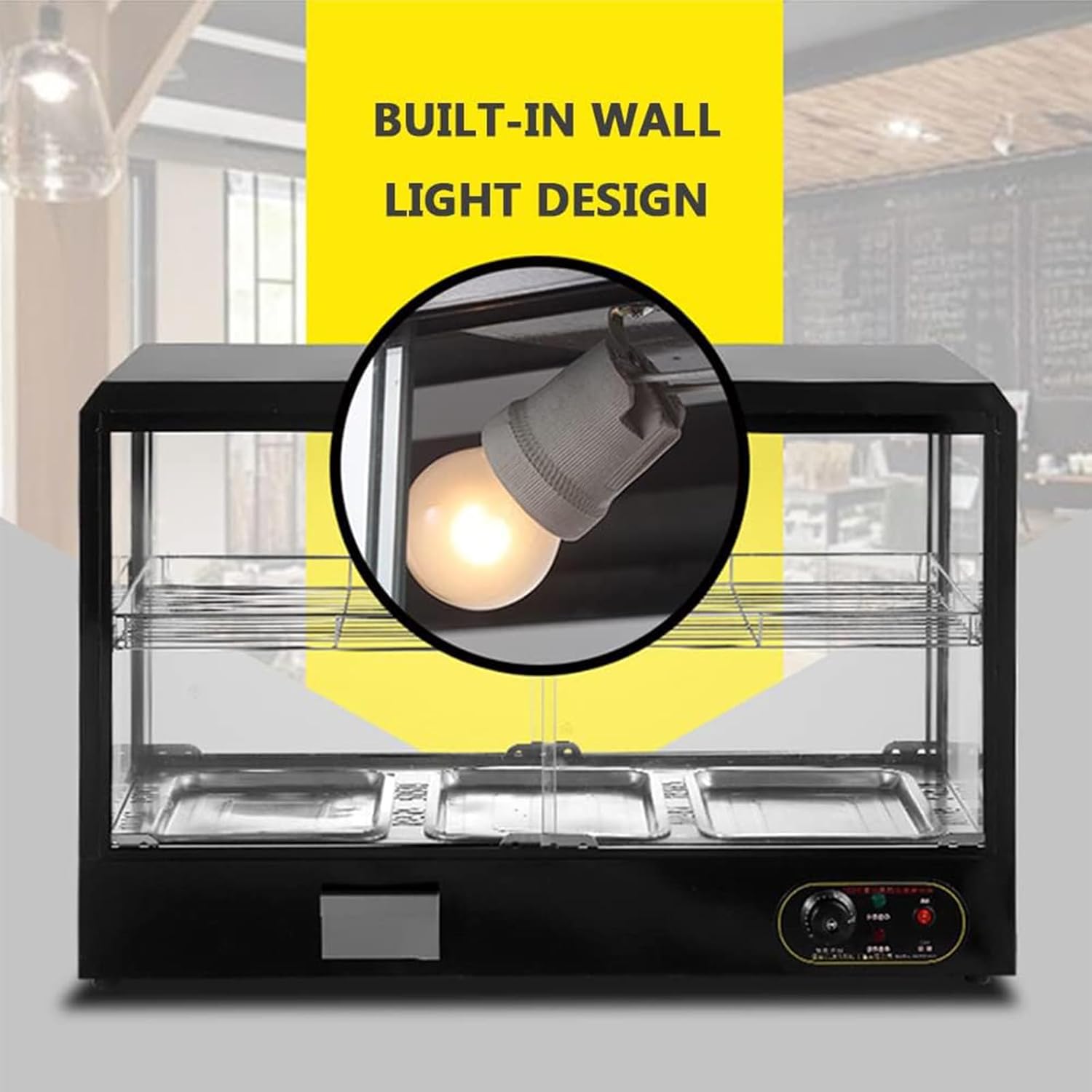 Commercial Insulated Food Display Cabinet, Electric Constant Temperature Insulation Machine Desktop Food Bread Tart Hamburger Display Cabinet,