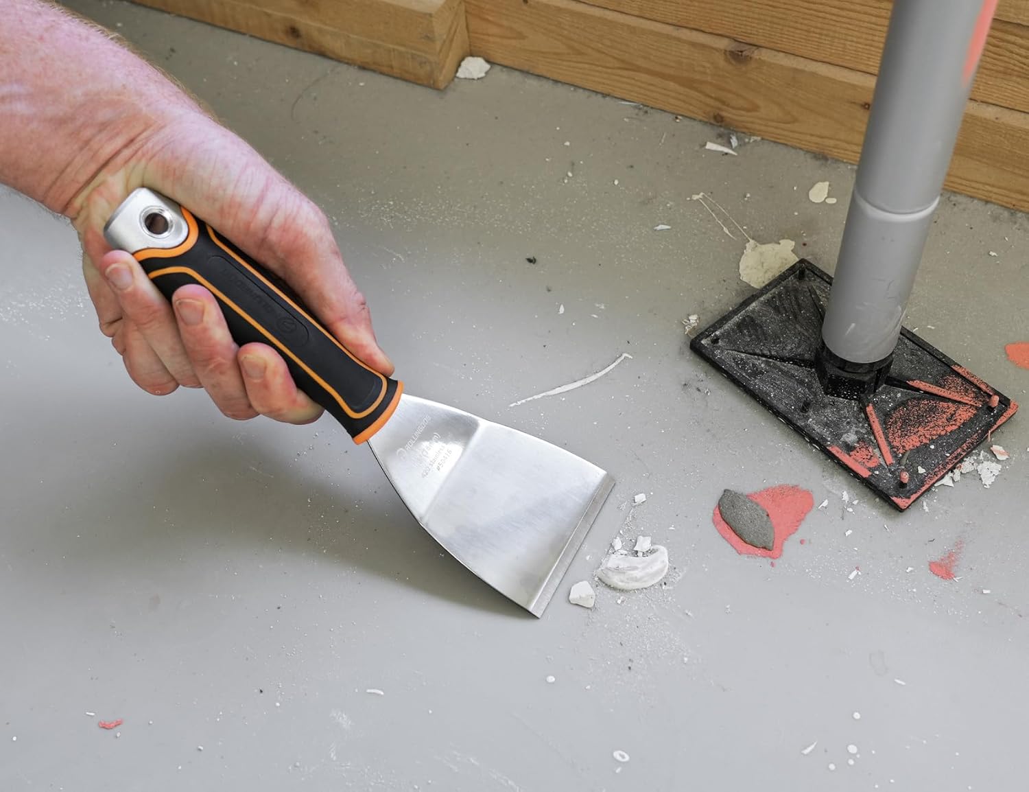 ROLLINGDOG 3 Inch Stainless Steel Paint Scraper - Bent Blade Putty Knife & Chisel Scraper for Wallpaper Removal, Floor Stripping, Carpet Trim – Ergonomic Handle with Hammer Cap