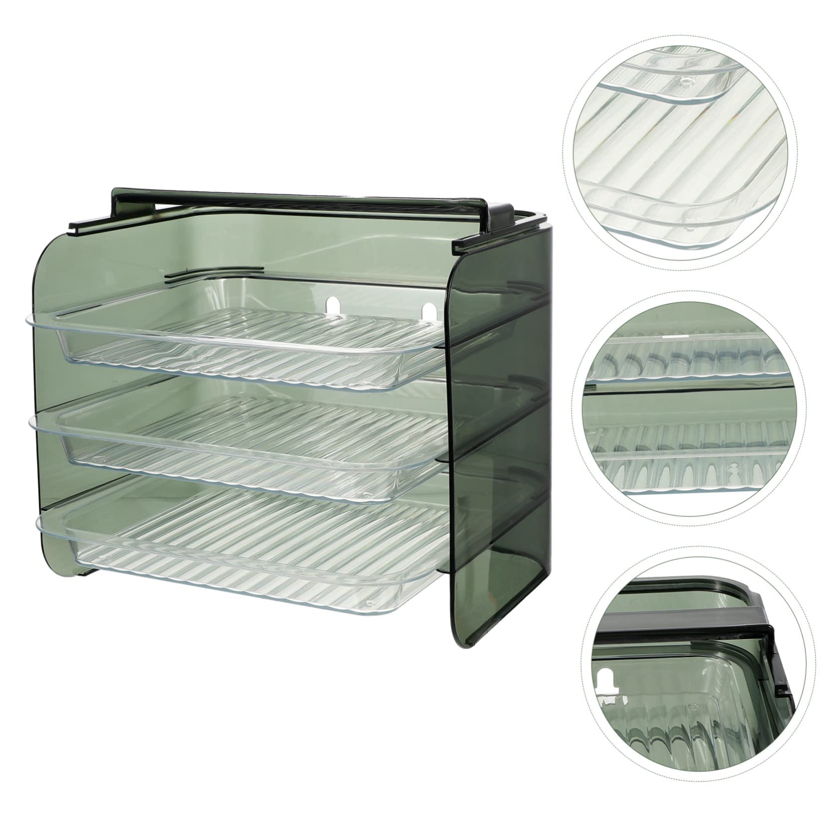 Estante de Almacenamiento de Alimentos de Cocina Transparente Verde, Triple Capa, Resistente al Calor, Rejilla para Preparar Ollas Calientes, Adecuado para Cocina y Organización