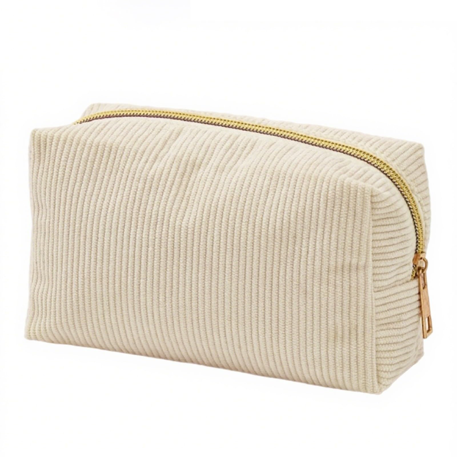 Small Unisex Pencil Case with Zipper, Compact Stationery Organiser for Girls Teenagers, Makeup Bag Pen Holder Beige