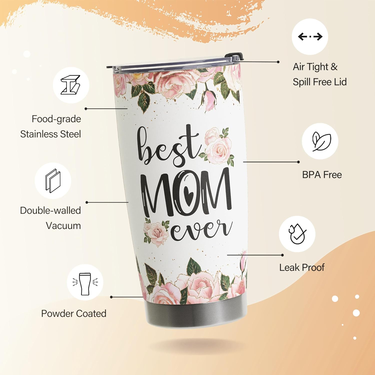 Gifts For Mom - 20 Oz Stainless Steel Tumbler - Perfect For Christmas, Mothers Day, Birthday, Valentines Day - Image 5