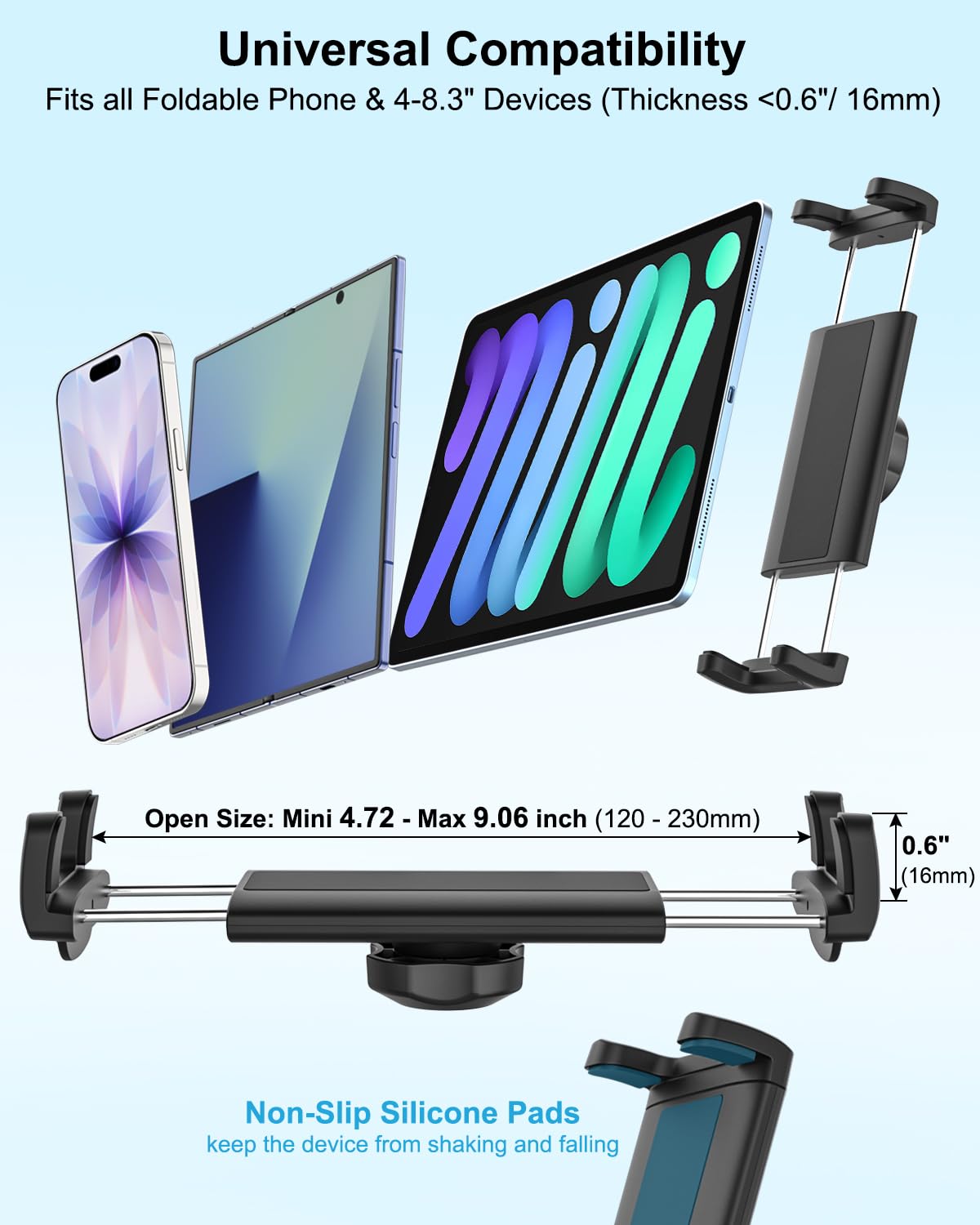 Fold7 - Supporto per auto, gancio in metallo migliorato, per ventilazione auto, girevole a 360°, per prese d'aria per Galaxy Z Fold 7 6 5 4 3 2, S A,Pixel Fold, 4 – 8,3"
