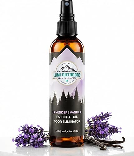 Lumi Outdoors Ambientador natural – Lavanda Vainilla – Aceite Esencial Eliminación de Olores en Spray