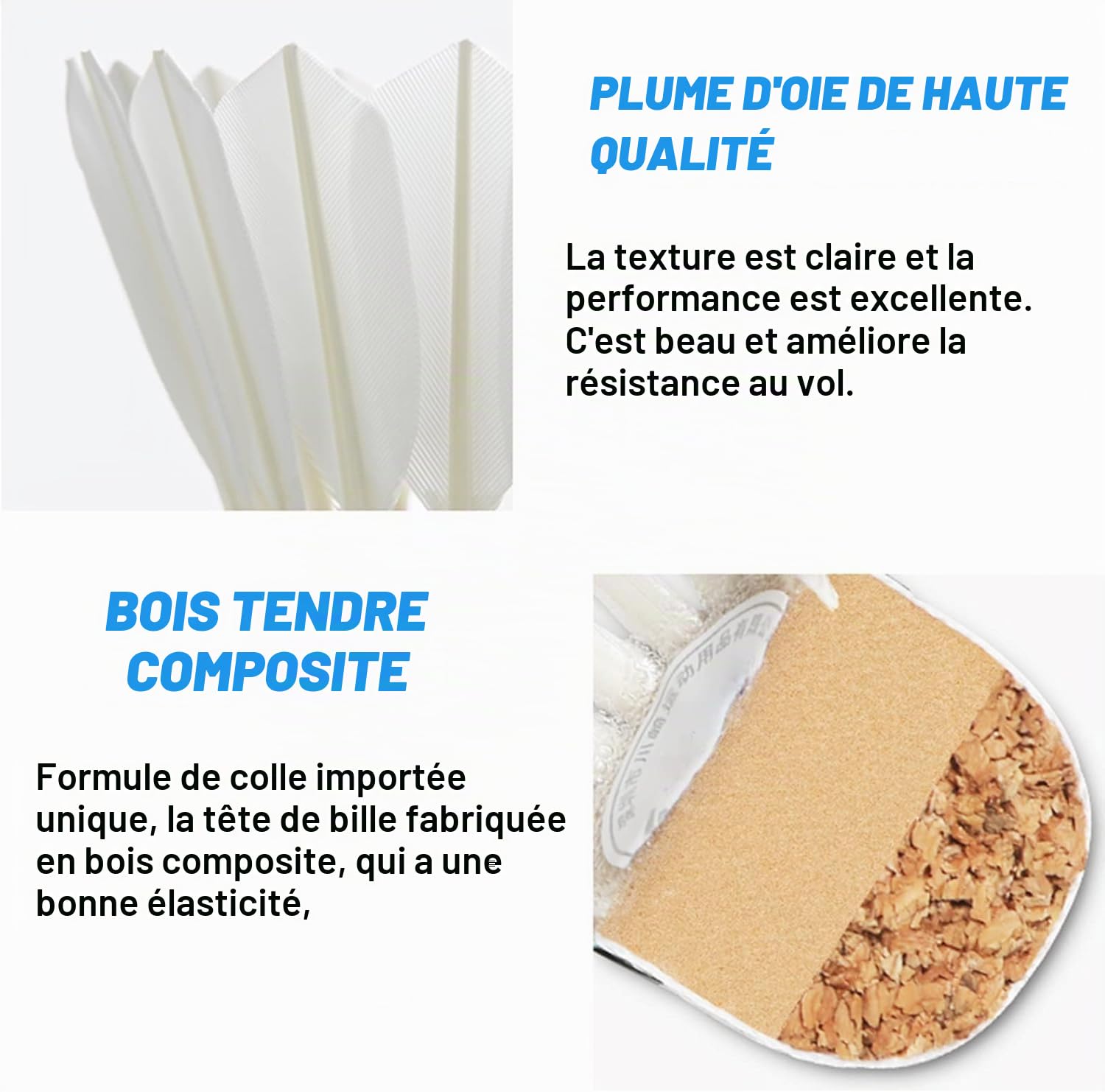 Lot de 2 raquettes de badminton professionnelles légères avec 3 balles de badminton, 2 poignées, 1 sac de raquette et 2 raquettes de badminton pour l'entraînement, le sport (bleu)