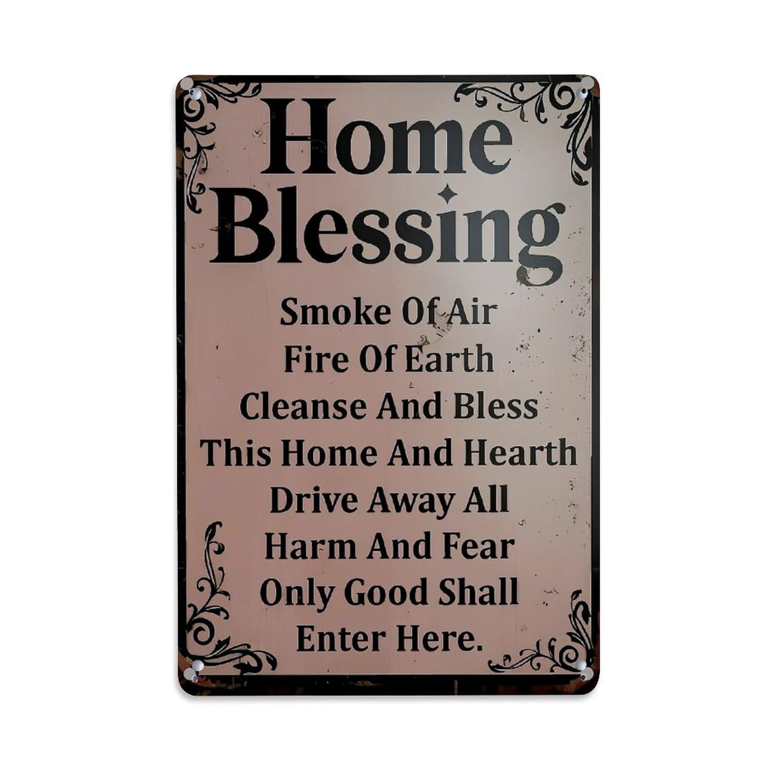 Home Blessing Smoke Fire Cleanse Retro Metal Tin Sign, Vintage Decor Art Poster for Bar, Home, Man Cave, Kitchen, Laundry Room Gift 8x12Inch