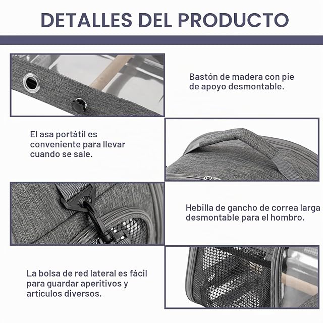 Foto 5 de 7 de Bolsa de transporte para pájaros con barra de pie y bandeja de acero inoxidable