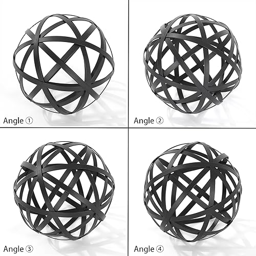 Miniatura 9 de MOCOME Decoración geométrica de metal de 7.9 x 6.7 pulgadas, forma de diamante, escultura geométrica, esfera decorativa, bola decorativa abstracta