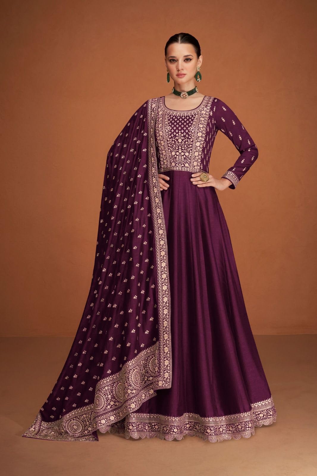 Abiti da sposa Pakistani Salwar Kameez Vestito Cucito Indiano Stile Anarkali Abiti