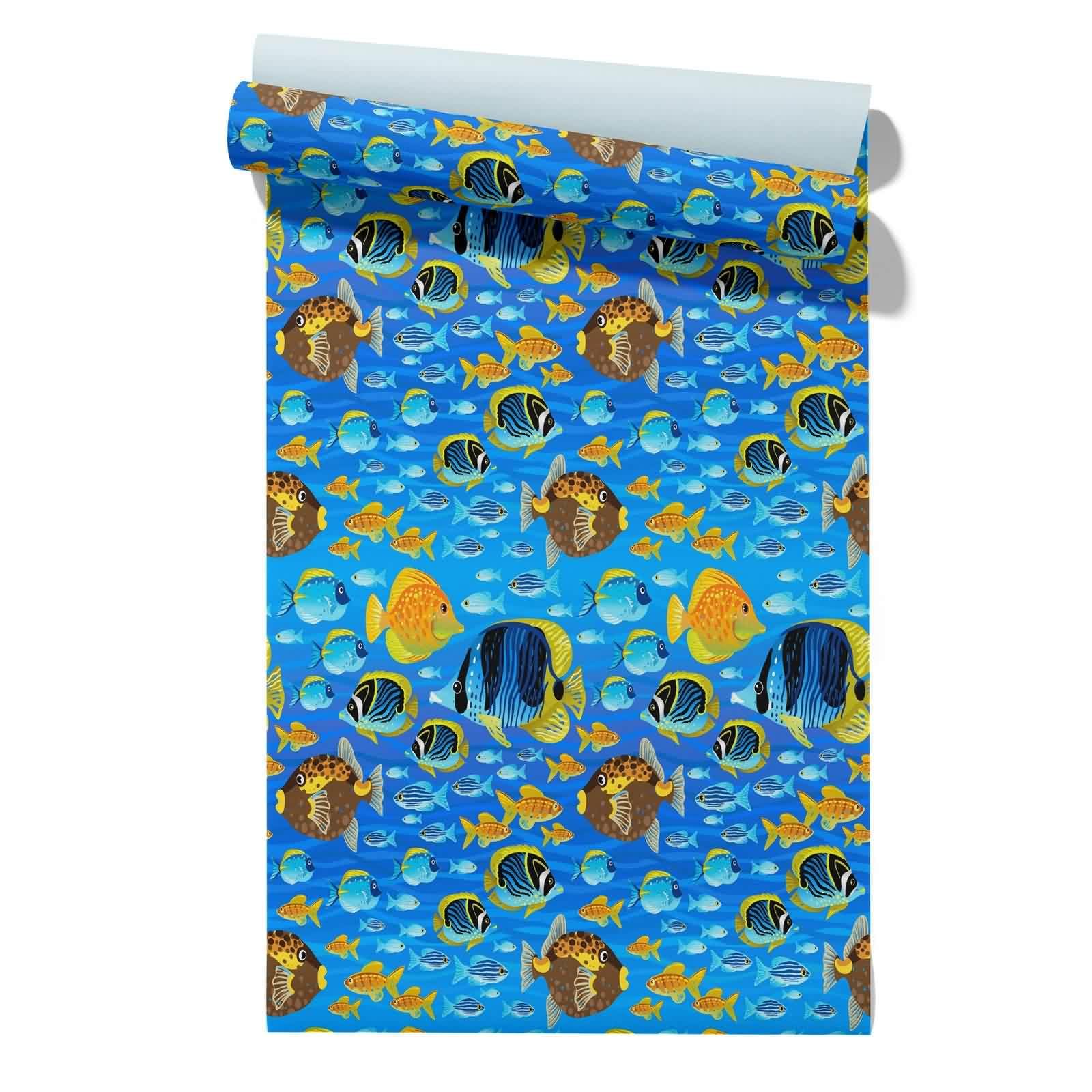 Cevan Style 22 Living Room Wallpaper Damask Drawer Liner Thick Fish Cute Cartoon New York Roll Border Self Adhesive Kitchen Backsplash Peel And Stick Wallpaper 45X300cm