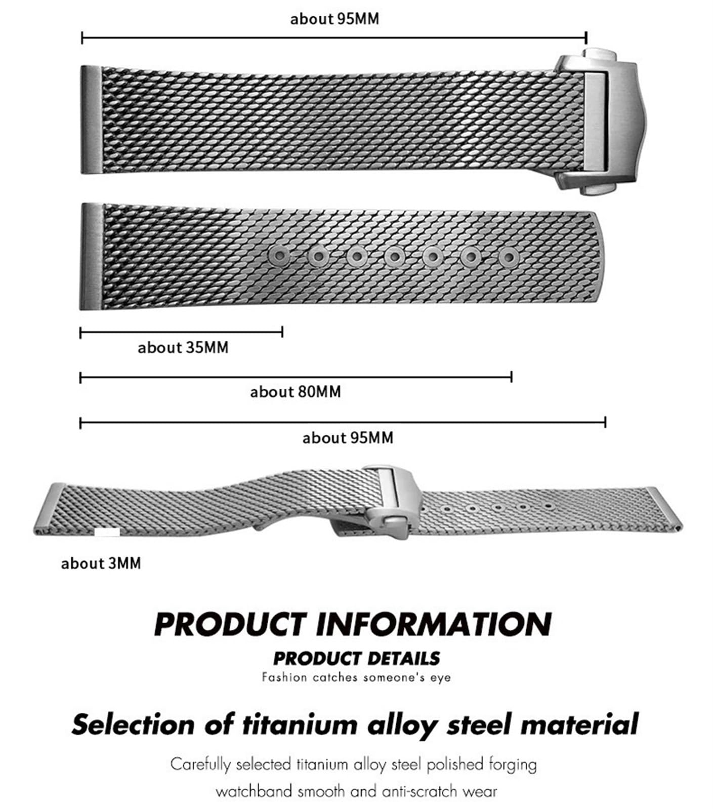 Solid Titanium Stahl 20mm Uhrenband für 007 Edition Diver 300m Keine Zeit zum Wachgurt sterben