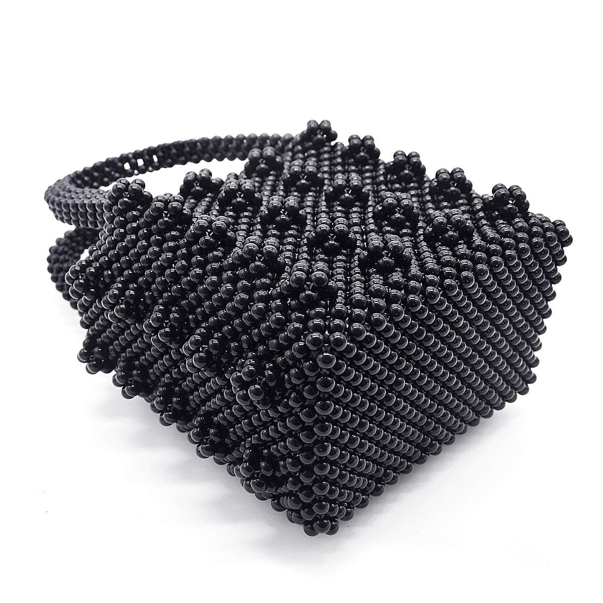 Miuco Womens Beaded Handbags Handmade Weave Crystal Pearl Tote Bags