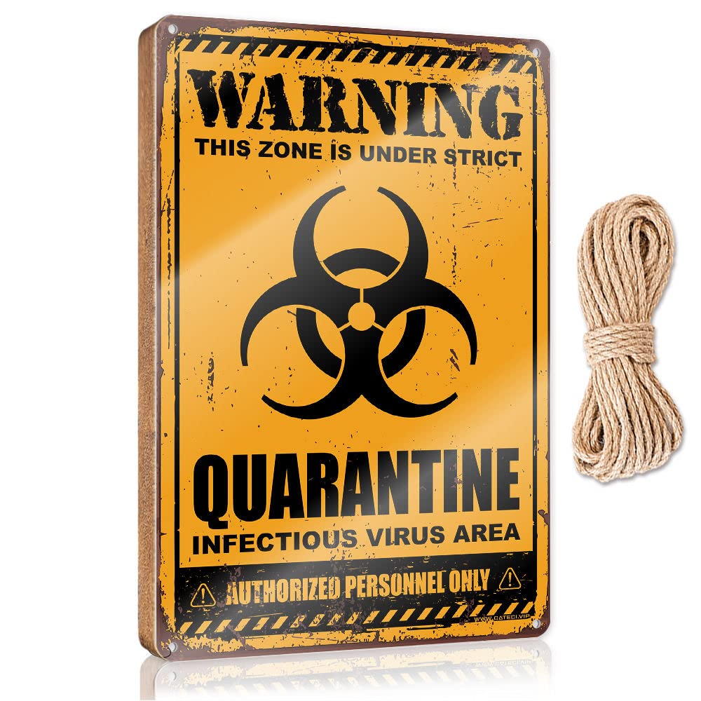Large Home Sign Warning This Zone Is Under Strict Quarantine Wooden Sign Funny Bar Signs Funny Wooden Signs(15X28CM)