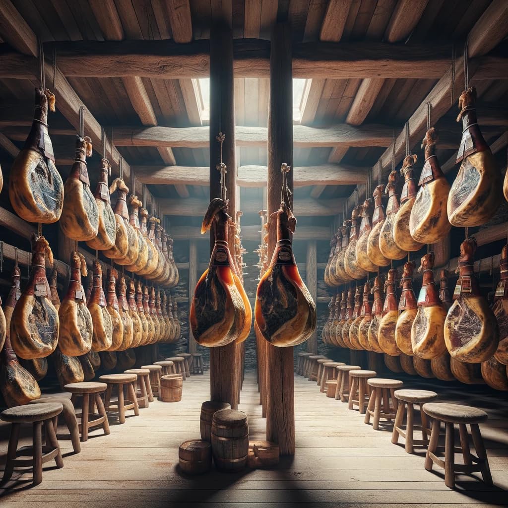 Jamón Serrano Curado 100% Natural – Producto Gourmet Español, Curado de 12 a 15 Meses – Delicioso Embutido Ibérico Ideal para Cualquier Ocasión