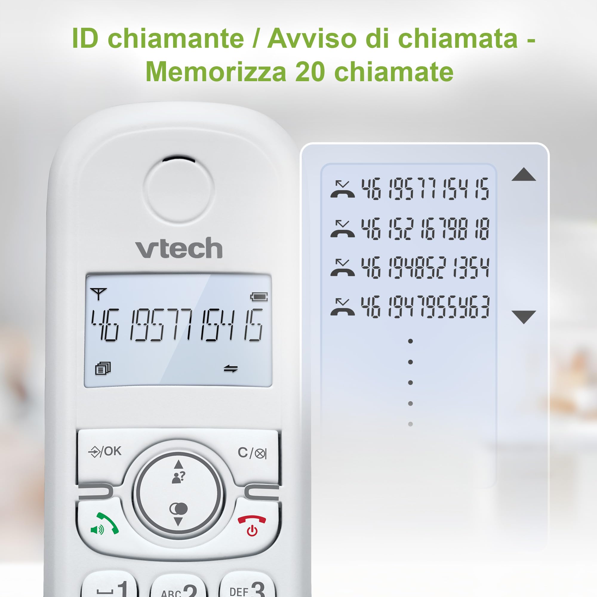 VTech CS1500 Telefono Cordless Casa DECT con vivavoce, Telefono fisso casa per anziani, doppia ricarica, blocco chiamate, identificatore di chiamata, display retroilluminato e tastiera, modalità ECO