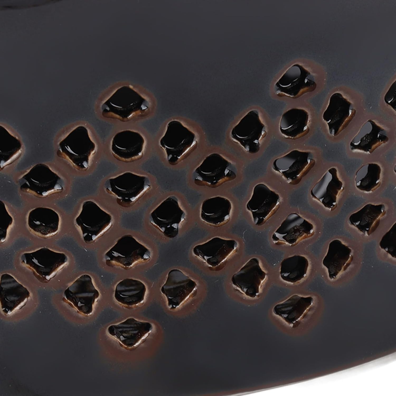 Ceramic Alloy Teapot Warmer with Tea Light Holder, Tea Warmer for Keeping Tea Coffee Warm, Hollow Out Flounce Design Teapot Mat, Stable Support for Various Teapots, Black Copper Br