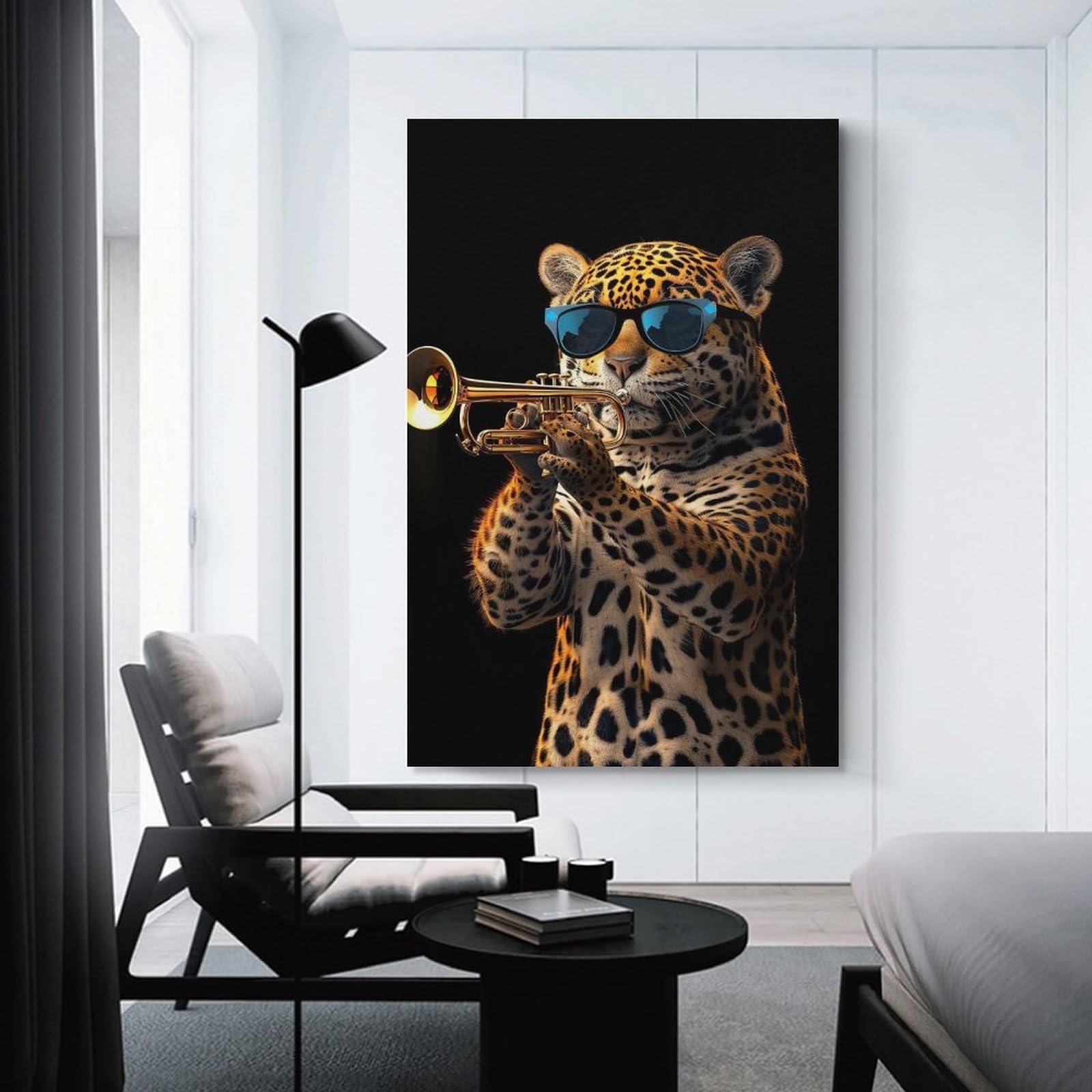 Junmoney Jaguar Trumpet Canvas Wall Picture, 08x12inch(20x30cm), for Front Hall, Corridor Or Welcome Spaces, Wall Decor to Refresh Empty Corners