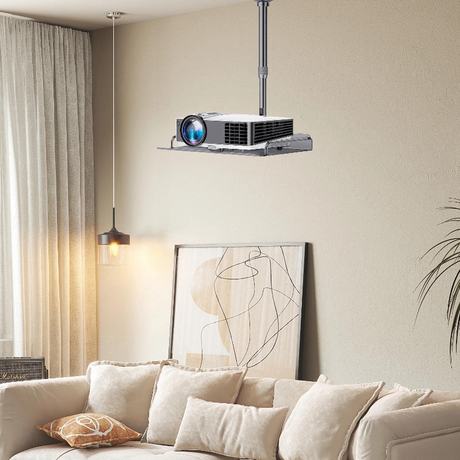 Supporto da soffitto con vassoio per videoproiettore, montaggio a parete/soffitto, altezza da 40 cm a 80 cm