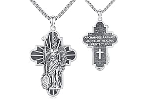 925 Sterling Silver St Raphael Medal Necklace – Patron Saint of Healing,...
