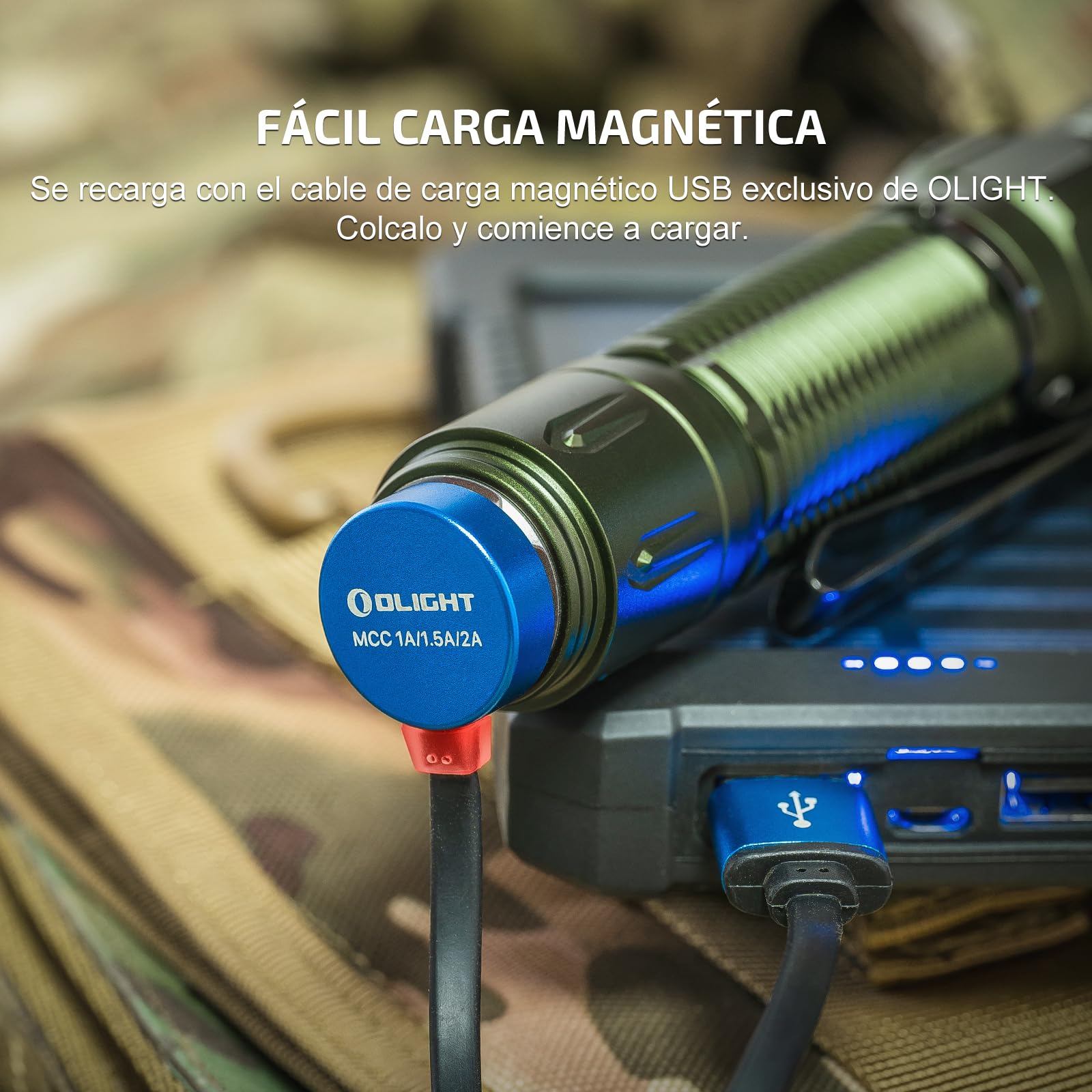 OLIGHT Warrior 3S Táctica Linterna 2300 LM 300M Carga mediante USB-C | Configuración de Sensor, Doble Interruptor, Impermeable IPX8, Adecuado Para Acampada, Senderismo y Emergencias