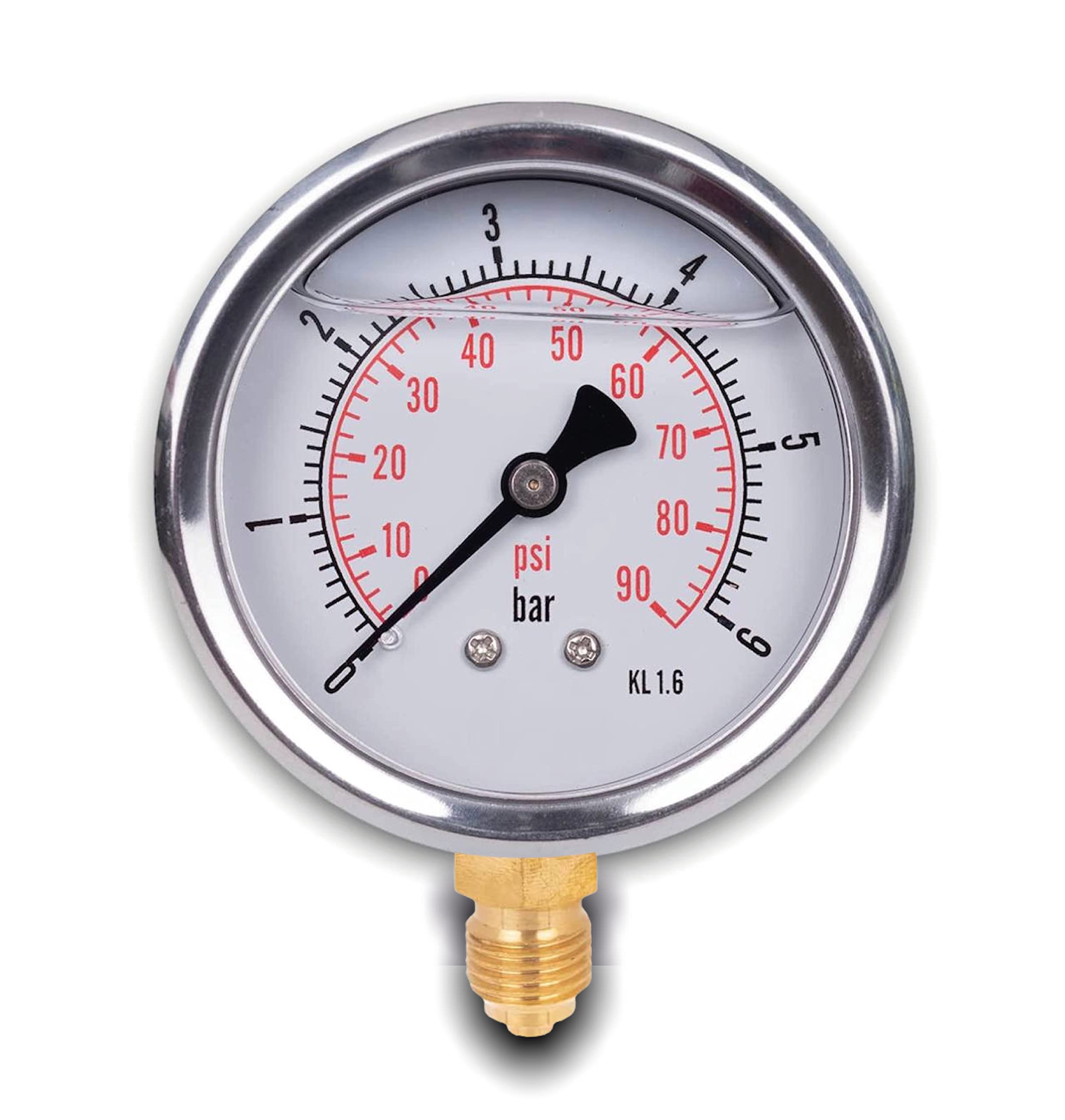 Manometro glicerina attacco radiale acciaio inox IP65 63 mm 1/4 (0-6 bar)