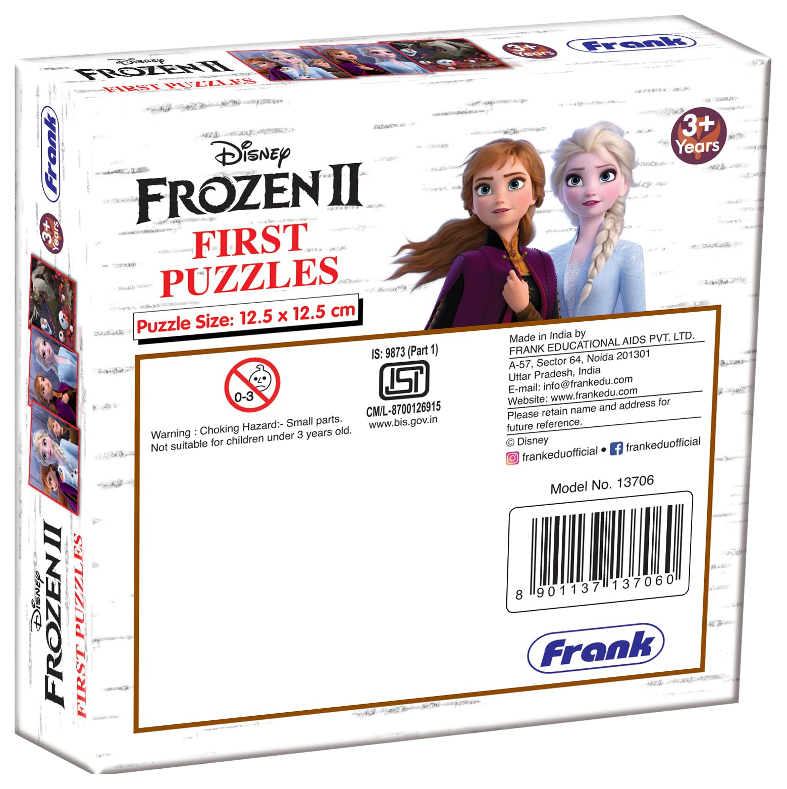 Frank Disney Frozen II First Puzzles - A Set of 3 Jigsaw Puzzle for Kids Above 3+ Years - Fun & Challenging Brain Booster Games - for Focus and Memory - 13706 3