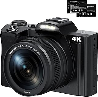 4K Digital Camera,FHD 48MP 1080P Video Camera Camcorder WiFi Vlogging Camera with Wide Angle Lens 16X Digital Zoom 3.7 Inch IPS LCD Screen Compact Camera with 2 Batteries