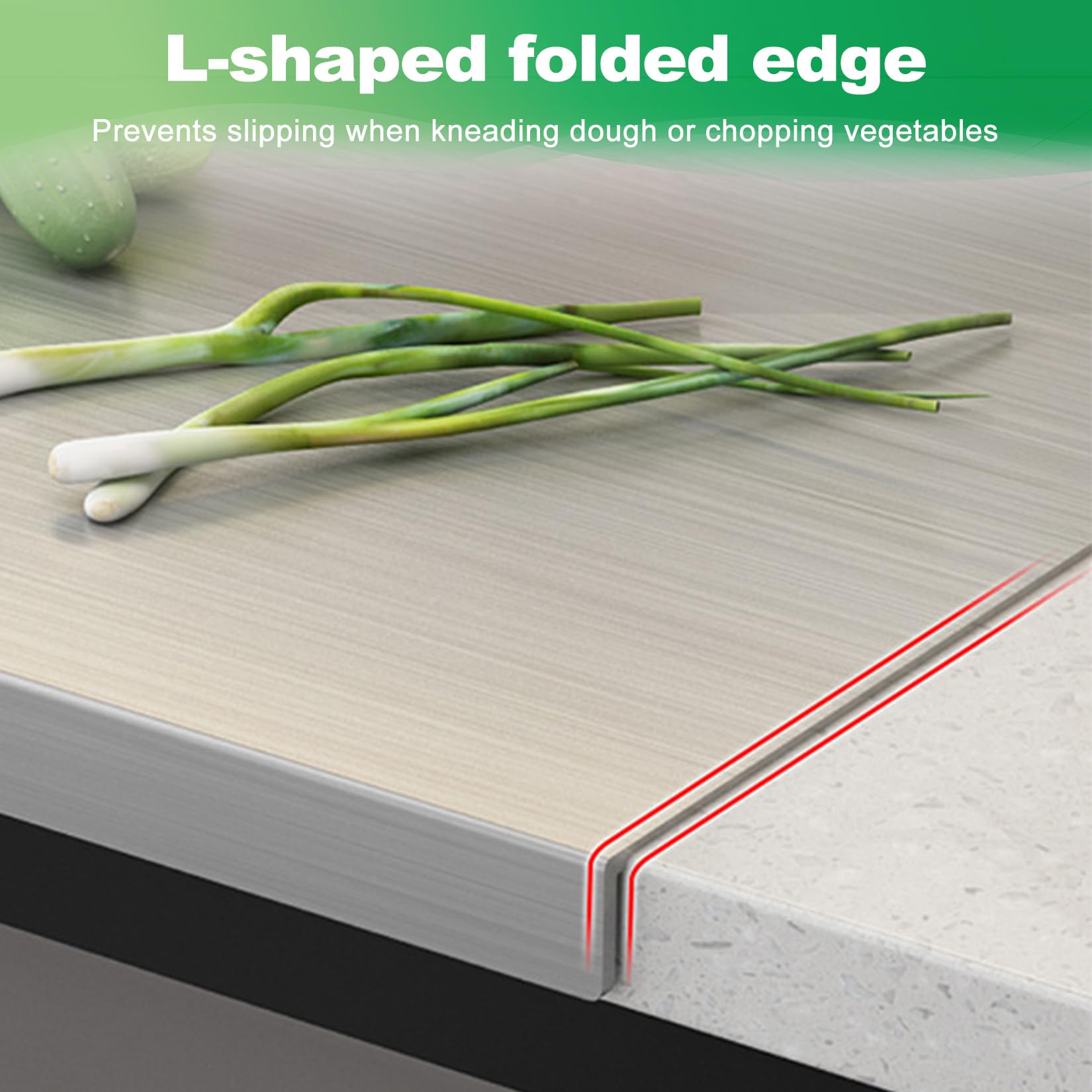 30 X 40Cm Tabla De Cortar De Acero Inoxidable Para Amasar Cortar y Hornear Con Borde De Protección También se Puede Utilizar Como Tabla Para Amasar Pasta en Cocinas Bares y Restaurantes