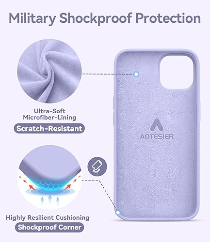 Miniatura 6 de AOTESIER Funda compatible con iPhone 14, Silky Touch Premium de goma de silicona líquida suave antihuellas, carcasa protectora de cuerpo completo