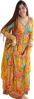 KD Women's Anarkali Floral Printed Kurta Pent Set with Dupatta Anarkali Kurta for Women | Kurta Set | Ethnic Set | Dupatta Set