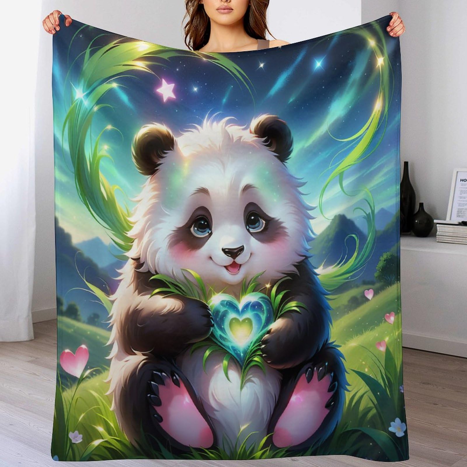 Couvertures polaires en panda douillettes pour des soirées canapé confortables en flannel 180x200
