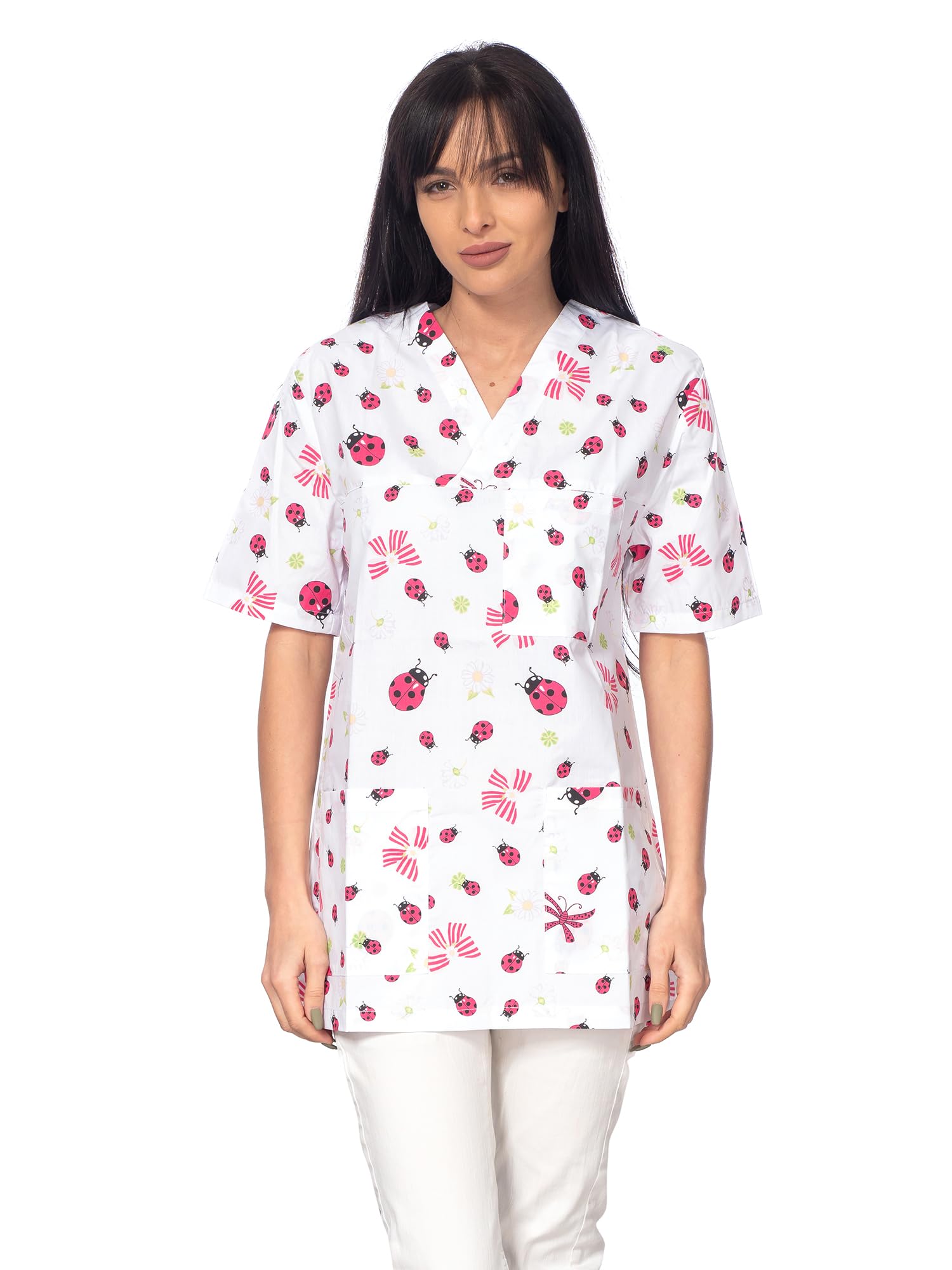 DINOZAVR Bruna Sanitario Camisa Médica con Cuello en V para Mujeres — view 15