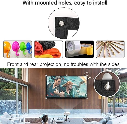 Miniatura 4 de Pantalla de proyector de 120 pulgadas, pantalla de proyector de película 169, plegable y portátil, antiarrugas, proyección para interiores y